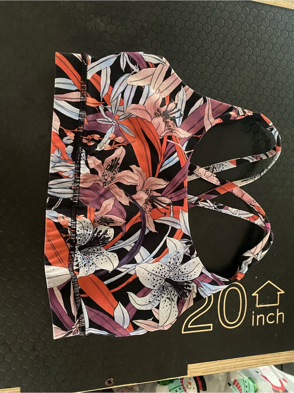 lululemon athletica Floral Strappy Sports Bra in Black, Purple, Orange and White